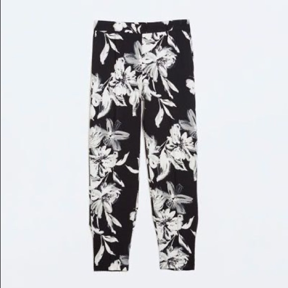 Zara black & white floral trousers - Picture 2 of 5